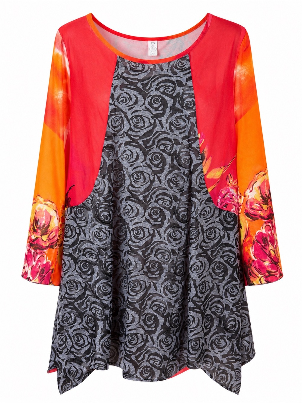 Dikladay Women’s XL Floral Rose Print Tunic Top
